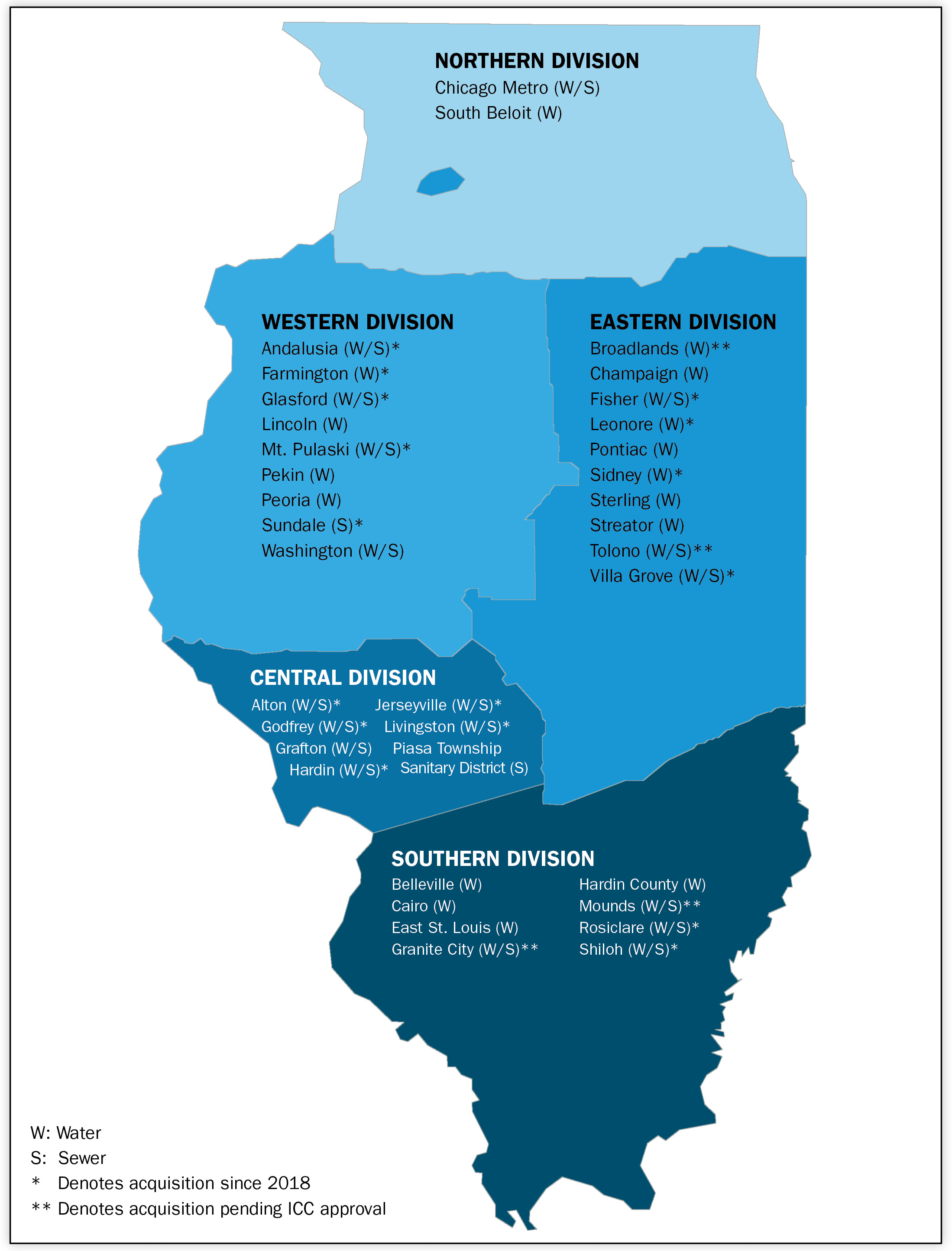 Illinois American Water Servicen Areas Map